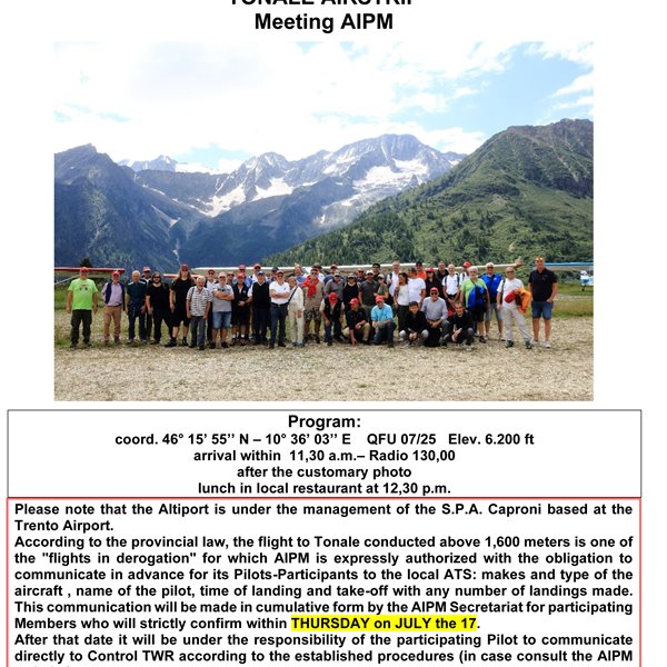 Saturday, on July the 19th, 2025 - TONALE AIRSTRIP - Meeting AIPM